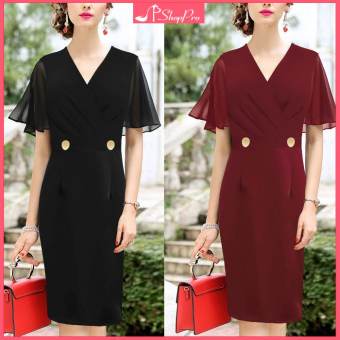 ShopPRO- Đầm Trung Niên Dự Tiệc Cao Cấp BigSIze, Đầm Ôm Body Siêu Đẹp Kiểu Đầm Ôm Dự Tiệc Cổ Tim  Đầm Ôm Công Sở Phối Voan Cách Điệu 3051 3331 3299 3324