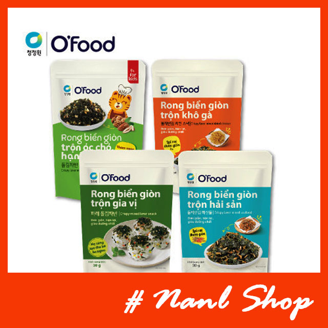 Rong biển trộn cơm Ofood - Rong biển ăn liền rắc cơm Ofood - Miwon 3 vị Truyền thống, Khô gà và Hải sản gói 30 gram