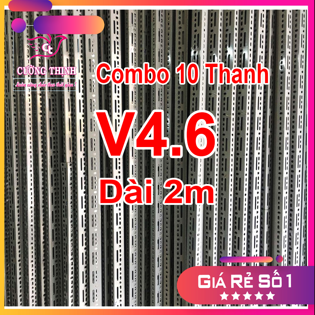Sắt v lỗ v4.6 dày 2ly / combo 10 thanh 1.8mét, lắp ráp kệ sắt đa năng
