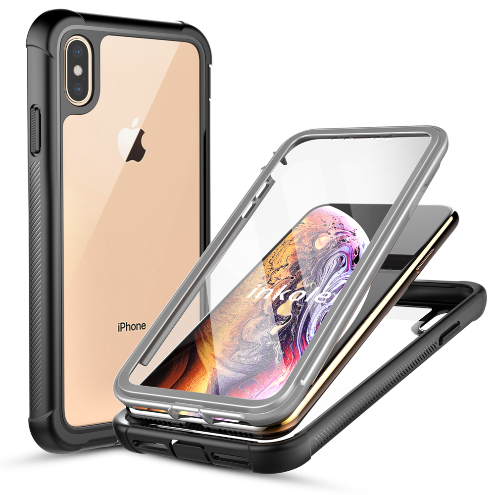 Inkolelo Ốp Cho iPhone XS iPhone X Ốp Chống Rơi Tích Hợp Bảo Vệ Toàn Thân Miếng Bảo Vệ Màn Hình Chịu Lực Cao Cho iPhone XS / iPhone X Màu Đen