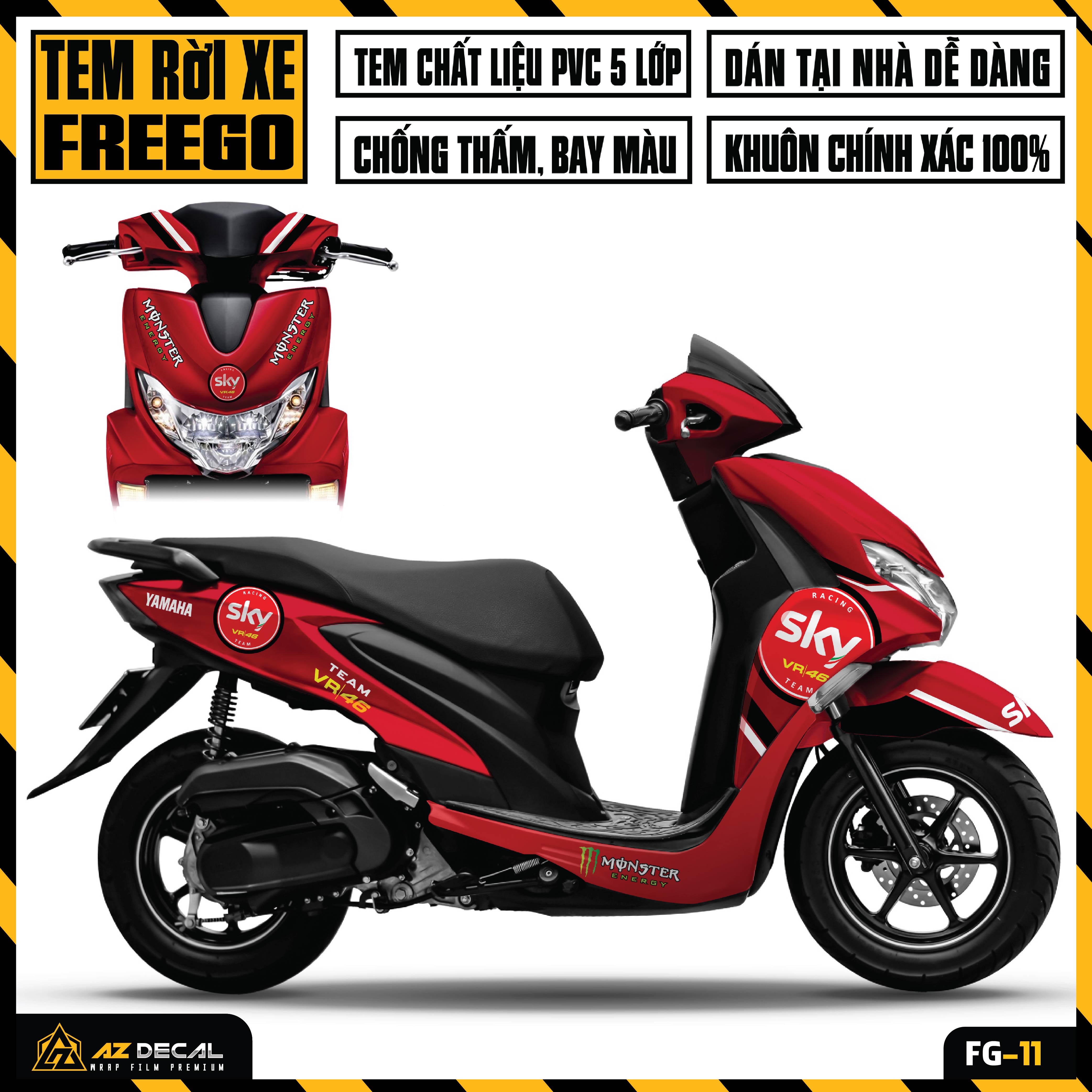 Tem Xe Yamaha FreeGo Bản Thường & Bản S Đặc Biệt Mẫu SKY | FG-11 | Decal Rời Dễ Dán Chống Nước Chống