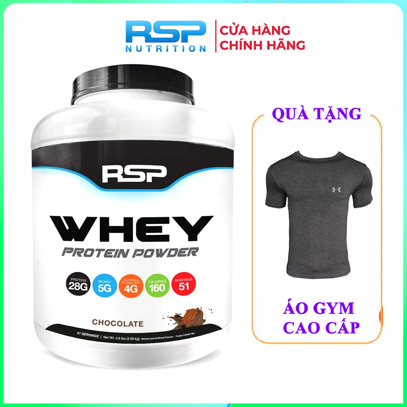 [HCM][TẶNG ÁO GYM] Sữa tăng cơ giảm mỡ Whey Protein Powder của RSP hương chocolate hộp 51 lần dùng hỗ trợ tăng cơ tăng sức bền sức mạnh đốt mỡ giảm cân cho người chơi thể thao và tập gym - THỰC PHẨM BỔ SUNG