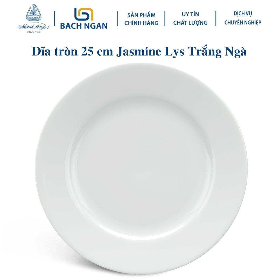 Dĩa tròn Minh long  25 cm - Jasmine Lys - Trắng Ngà