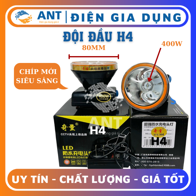 Đèn đội đầu siêu sáng chống 3 chế độ 400w - h4