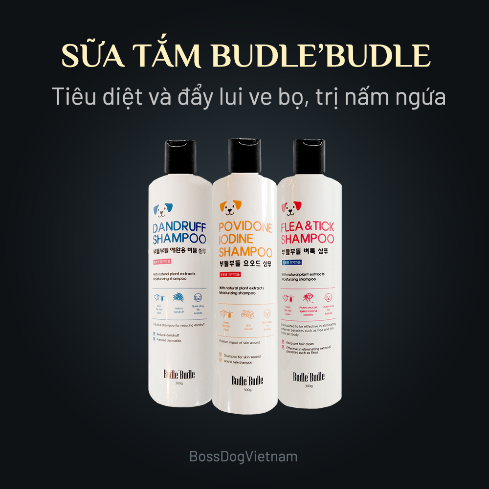 Dầu tắm ve rận cho cún Budle'Budle - Tiêu diệt và đẩy lui ve, bọ chét - Đặc biệt: không có tác dụng phụ BossDog - ve bọ chét