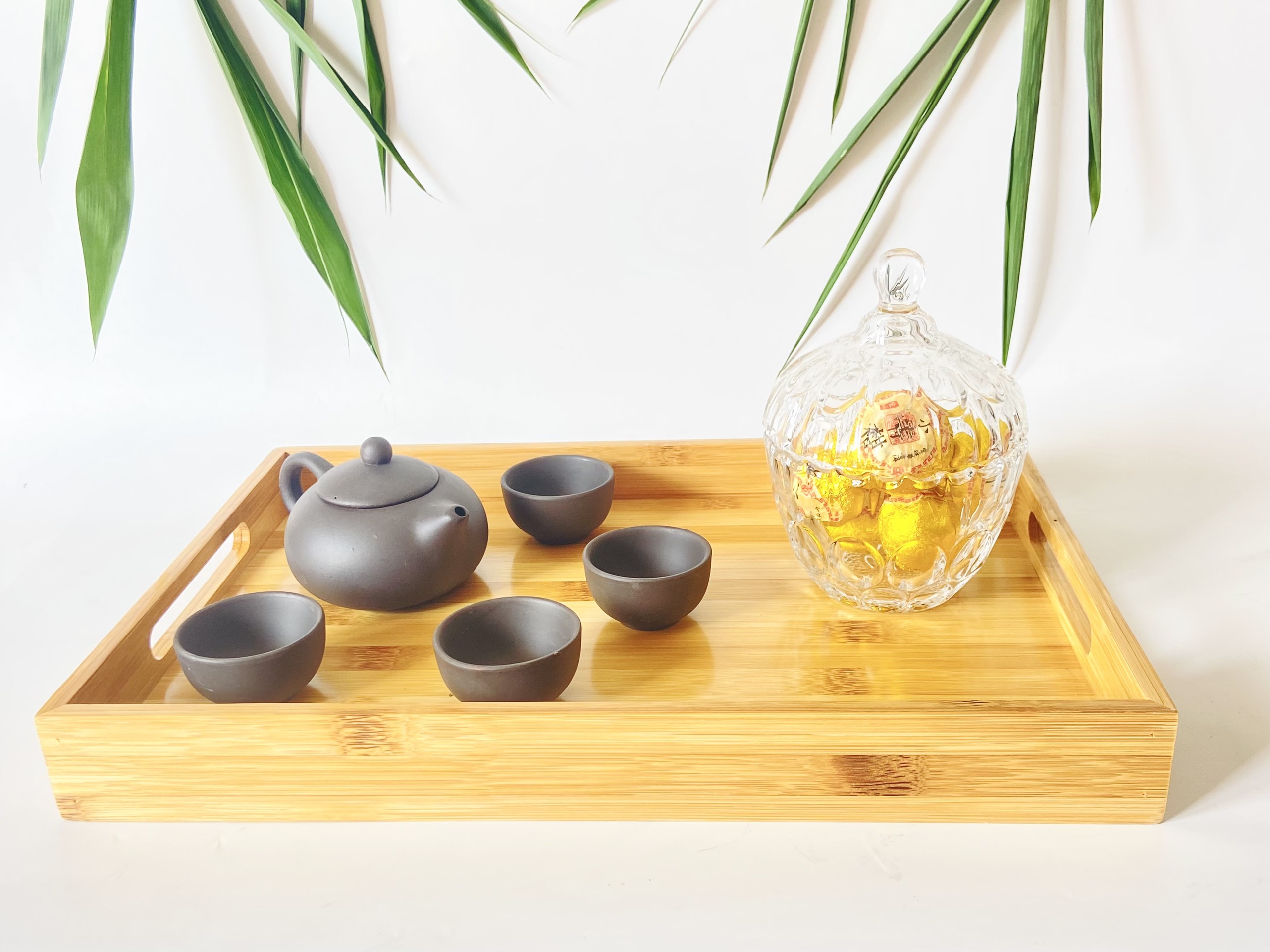 Khay trà gỗ tre cao cấp - Khay bê đồ,khay gỗ tre hình chữ nhật - khay phục vụ có tay cầm tiện dụng
