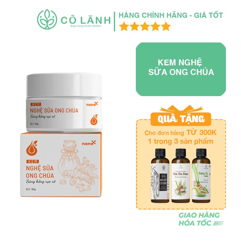 Kem nghệ sữa ong chúa Cỏ Lành 50G - Dưỡng trắng, làm mờ thâm nám