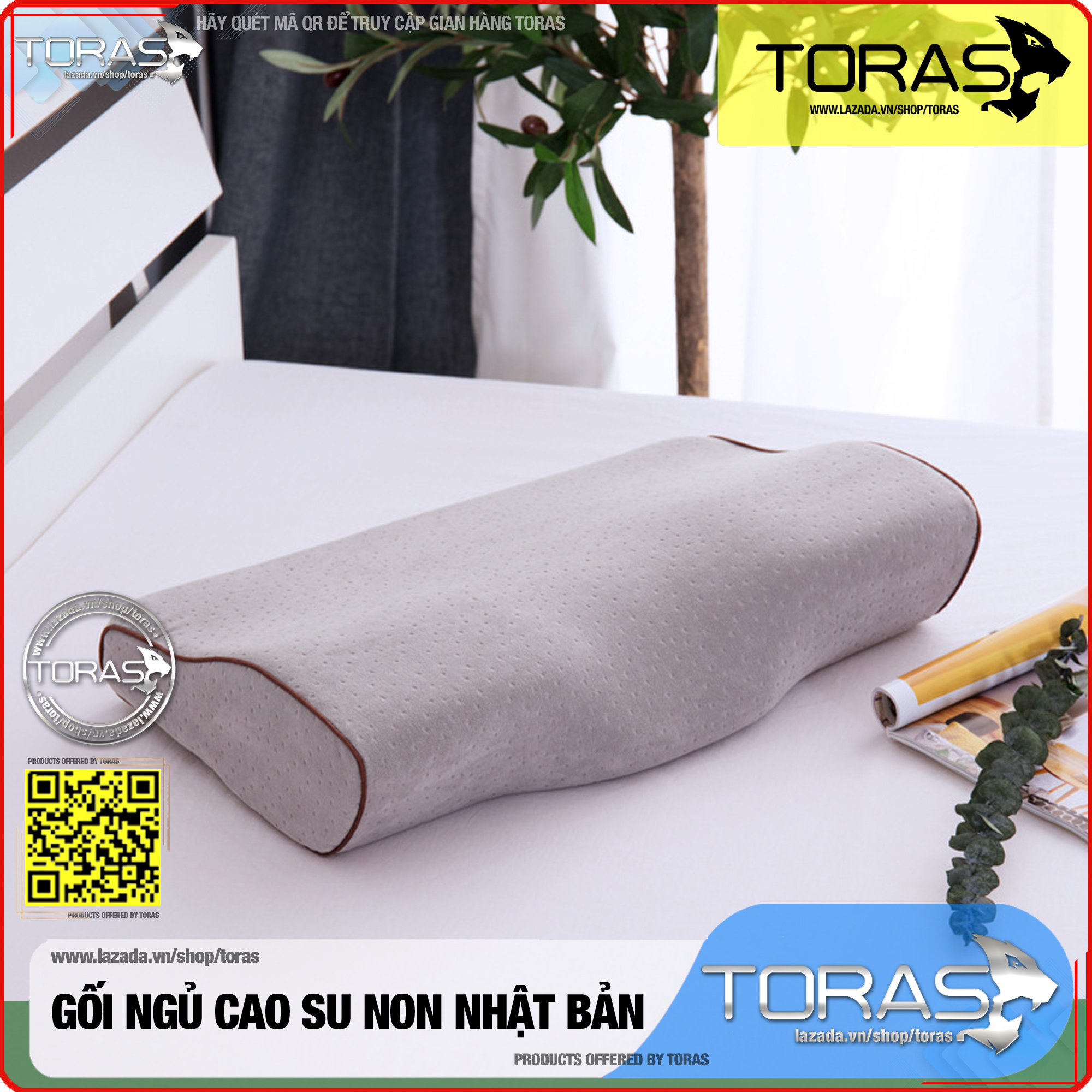 Gối ngủ cao su non Memory Foam TORAS - Gối cao su non Memory Foam Nhật Bản - Giúp ngủ nhanh - Chống mỏi vai gáy - Mang đến giấc ngủ ngon cho mọi nhà