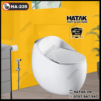 Bồn cầu trứng,bàn cầu trứng, bồn cầu khối men nano,bồn cầu nguyên khối , bàn cầu giá rẻ,bồn cầu HATAK HA-1235