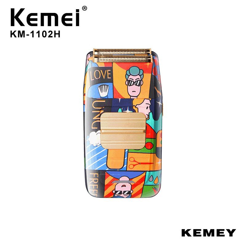 Máy cạo râu Kemei KM-1102H công suất mạnh mẽ 5W có thể cạo đầu, cạo trắng chân tóc, fade tóc phiên bản trend graffici