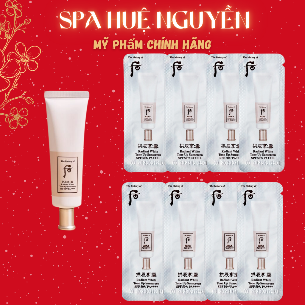 10 gói Sample Kem chống nắng nâng tông dưỡng trắng da Whoo Trắng Radiant White Tone Up Sunrcreen SPF 50+/ PA++++