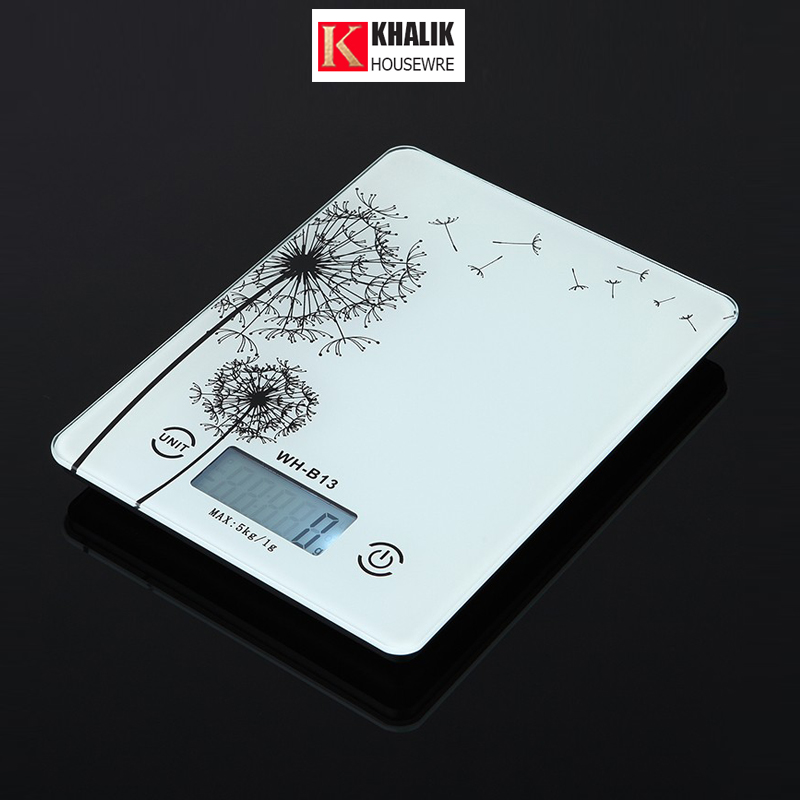 Cân điện tử nhà bếp 5kg mặt kính khalik wh-b13 dùng pin độ chính xác cao