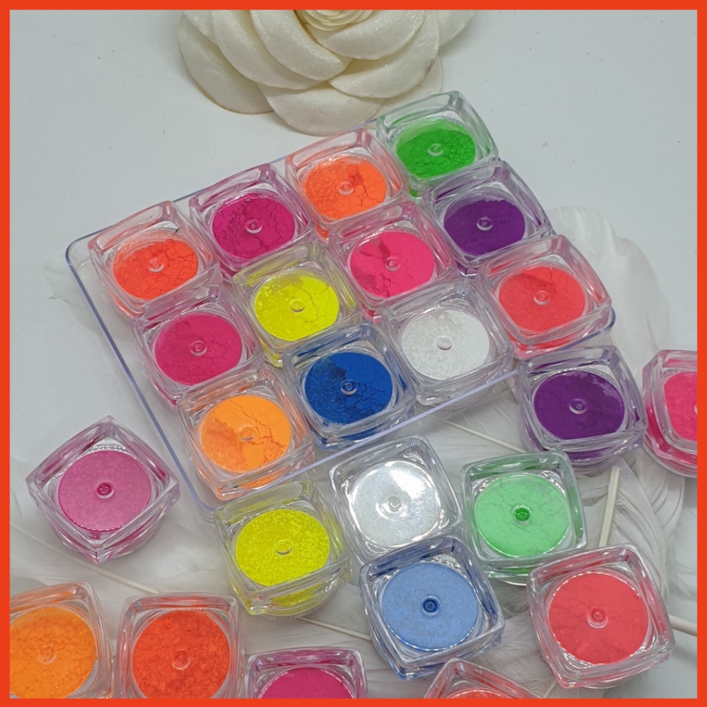 Set bột dạ quang 12 màu dụng cụ làm nails tạo hiệu ứng phát sang khi trời tối cho móng