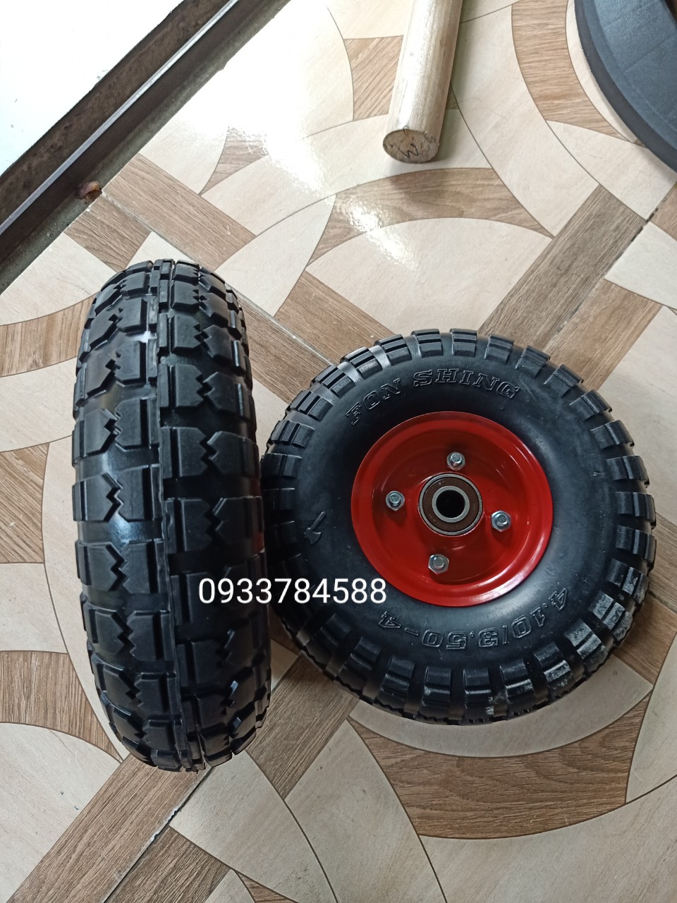 Bánh xe đẩy 250mm cao su mâm thép chịu lực cực tốt - kí hiệu 4.10/3.50-4 chính hiệu hiệu cây búa
