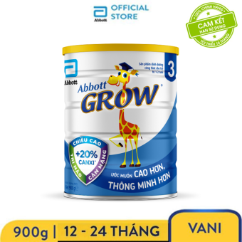 Sữa bột Abbott Grow 3 900g cho trẻ 12-24 tháng cung cấp đầy đủ dưỡng chất bổ sung canxi giúp răng chắc khỏe và tăng chiều cao vượt trội-Giới hạn 5 sản phẩm/khách hàng