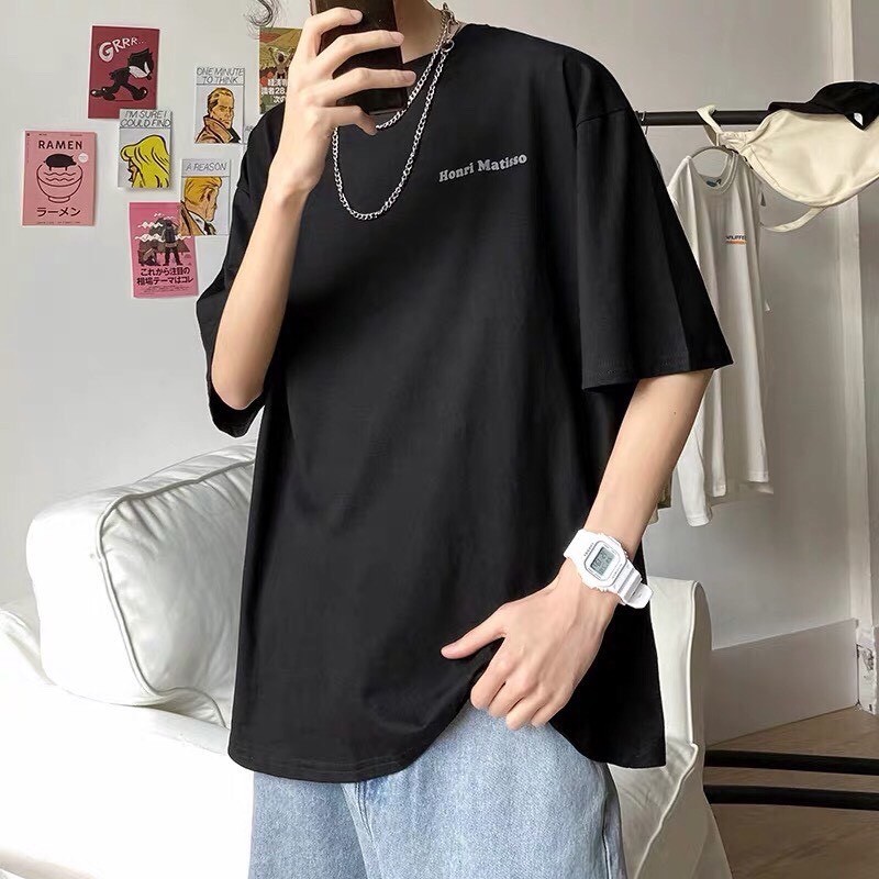 Áo phông nam nữ unisex tay lỡ thun form rộng HENRI MATISS local brand teen oversize cotton tee pull freesize polo màu đen trắng xanh lá cổ tròn trơn phong cách thời trang Hàn Quốc phối quần siêu đẹp Dominion Clothing