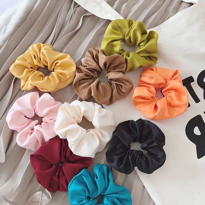 Cột tóc vải Scrunchies trơn hot trend K1054 K1055