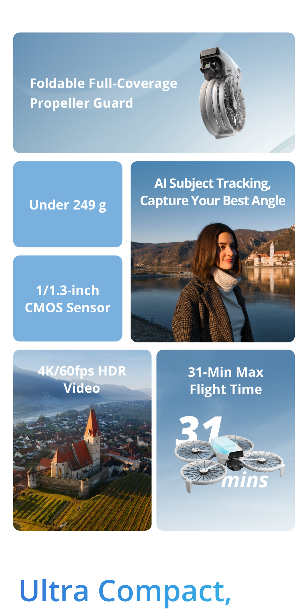 DJI Flip - Camera Drone | 6 Shooting Modes | Under 249g | AI Subject Tracking | Foldable Propeller Guard · v12
