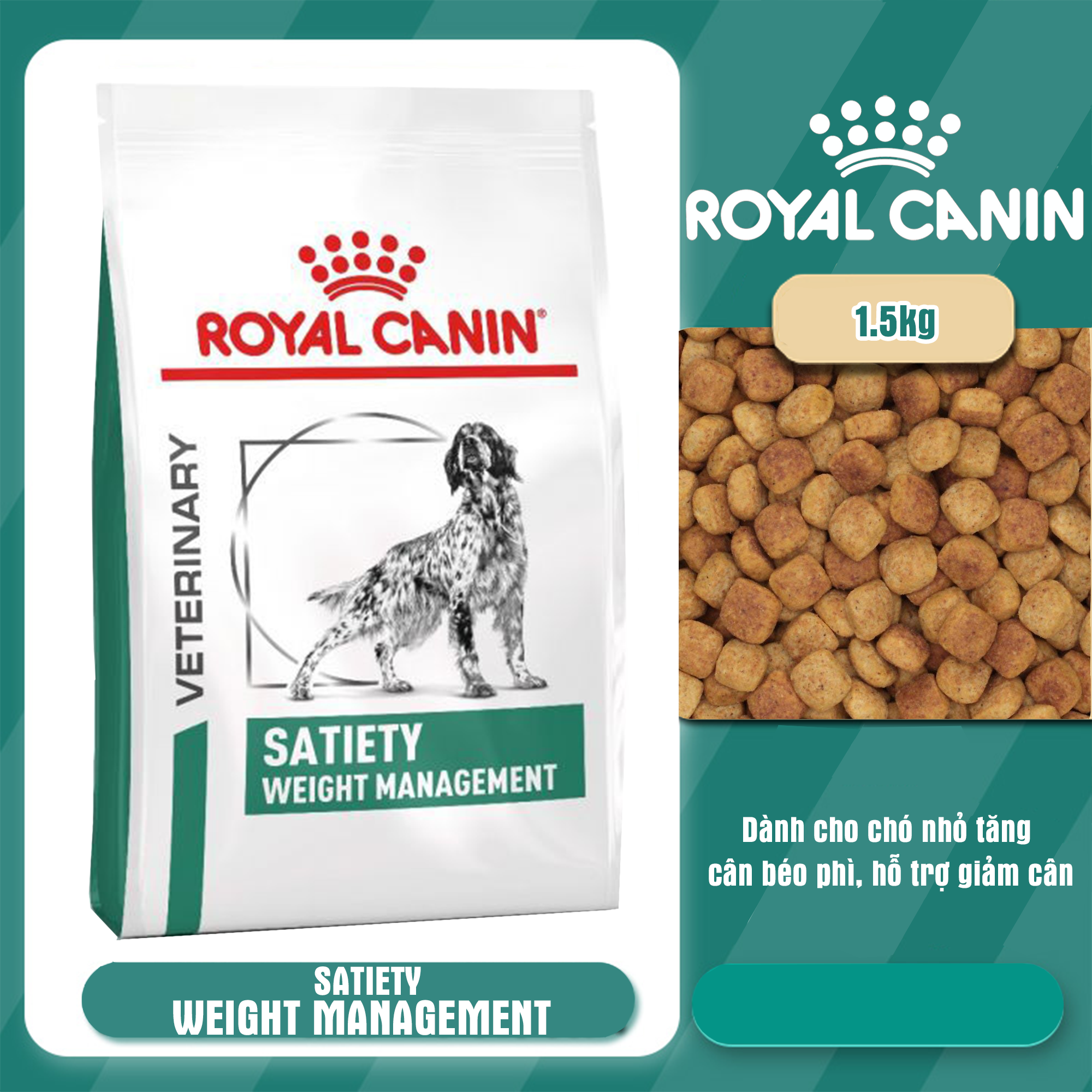 Royal Canin Satiety Weight Management 1,5kg - Thức ăn cho chó bị béo phì |Hạt khô cho chó| hạt cho cho chó giá rẻ| Thức ăn cho chó lớn| thức ăn cho chó con| cám chó giá rẻ|thức ăn chó phốc sóc| hạt chó alaska|thức ăn chó classic|dog food