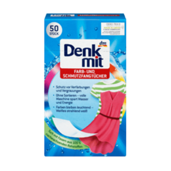 Giấy Chống Phai Màu Quần Áo Denkmit (50 tờ){ HÀNG CHÍNH HÃNG } TẶNG KÈM 2 viên tẩy lồng máy giặt Domol 20K – Giấy chống loang màu quần áo Denkmit