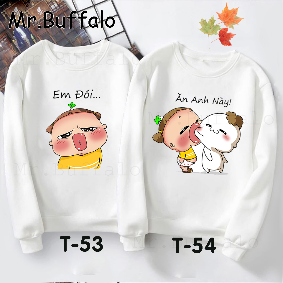 Áo đôi, Áo Cặp nam nữ mẫu Quỳnh Aka và Củ cải cực yêu Mr.Buffalo
