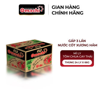 Mì Omachi Tôm Chua Cay Thái Ly - Thùng 24 Ly x 66g