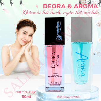 COMBO Xịt Khử Mùi Hôi Nách AROMA & DEORA CLEAR 50ml, Ngăn Tiết Mồ Hôi, Hạn Chế Mùi Cơ Thể, Thay Thế Lăn Khử Mùi, Ngăn Mùi Suốt 24h