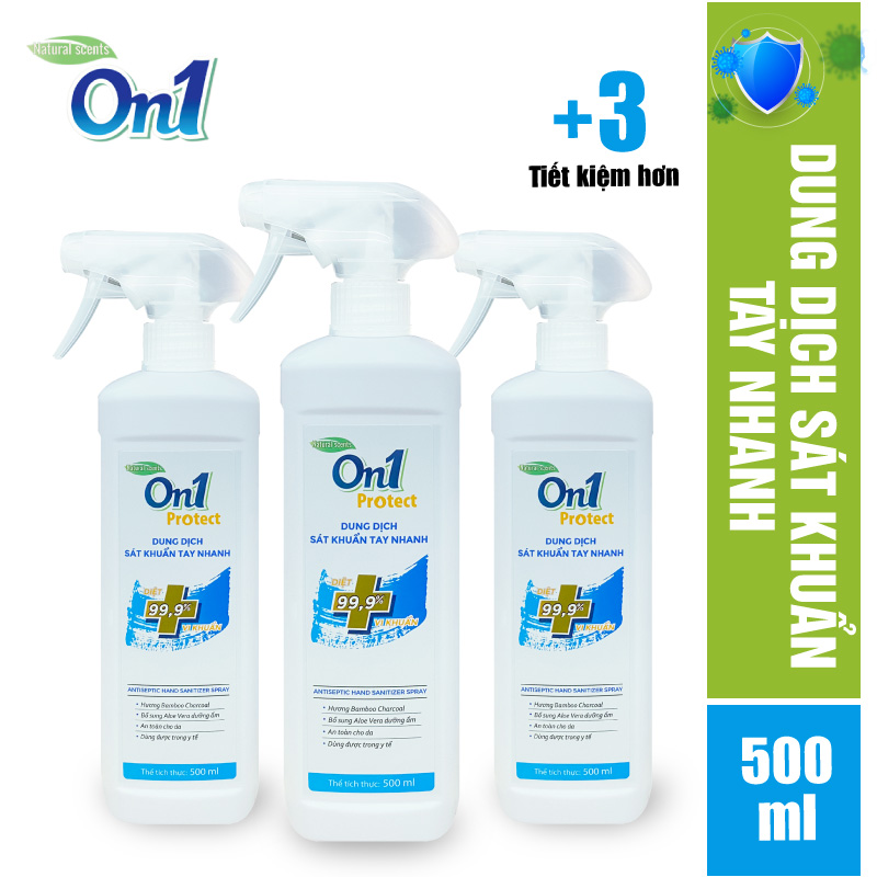 COMBO 3 chai dung dịch sát khuẩn tay nhanh ON1 protect hương BamBoo Charcoal (3 chai x 500ml) C0202