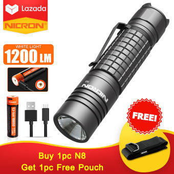 Đèn pin NICRON N8 Độ sáng cao 1200lumen Đèn pin LED chiến thuật rảnh tay Đèn LED chống thấm nước cho đi bộ đường dài ngoài trời leo núi cắm trại N8