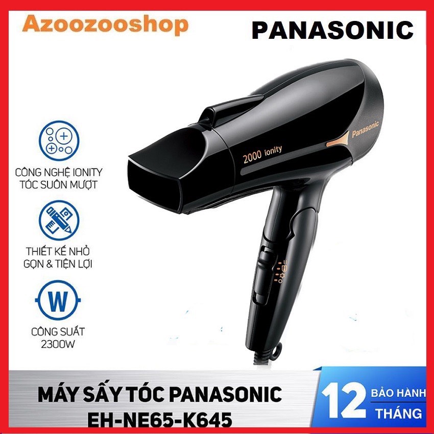 Máy sấy tóc ionity panasonic eh-ne65-k645 và eh-ne66-k645 - sấy ion bảo vệ tóc & tăng độ bóng mượt - tay cầm gấp tiện lợi - bảo hành 12 tháng - hàng chính hãng