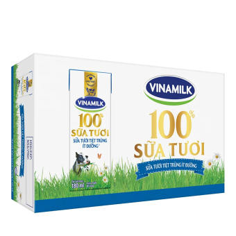 Thùng 48 Hộp Sữa Tươi Tiệt Trùng Vinamilk Ít Đường 180ml
