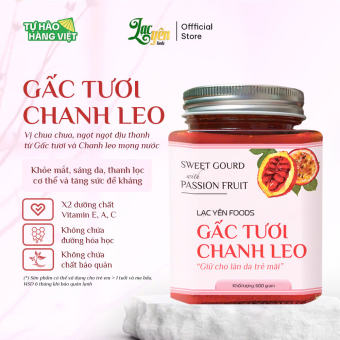 Gấc Chanh Leo Đường Phèn Lạc Yên Foods - 100% Nguyên Chất Từ Gấc Tươi, Hòa Quyền Tinh Tế Cùng Chanh Leo Mọng Nước, Vị Chua Ngọt Tươi Mát Từ Sản Vật Nhiệt Đới Khiến Trẻ Nhỏ, Mẹ Bầu Và Người Lớn Đều Mê