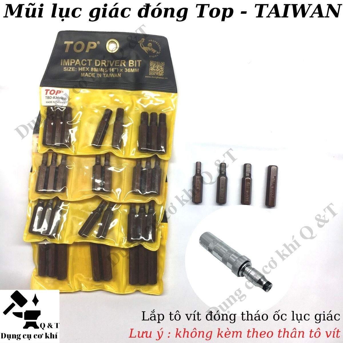 Mũi vít đóng lục giác , Mũi đóng lục giác 4mm tới 8mm nâu top chính hãng taiwan