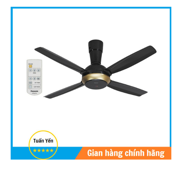 Quạt trần 4 cánh Panasonic F-56XPG-đen, có điều khiển, hàng chính hãng.