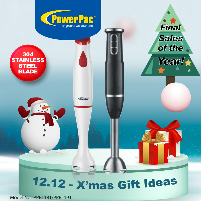 4in1 Hand Blender Set with Stainless Steel Blade 600W (PPBL393) - PowerPacSG