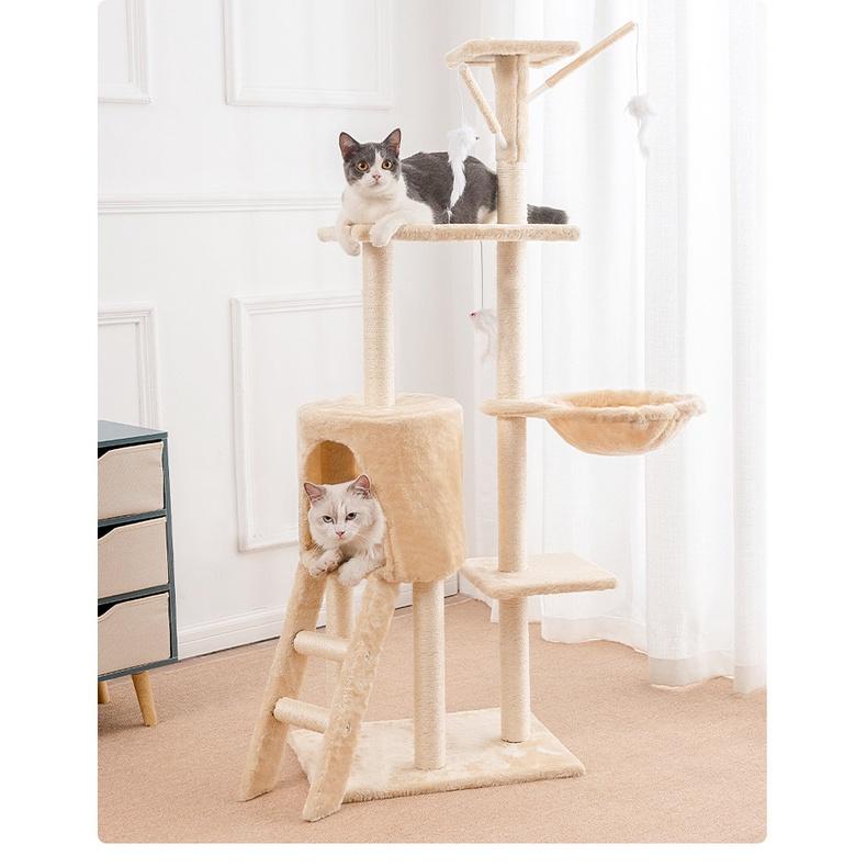 [HOÀN TIỀN 10%]CATTREE Nhà Cây Cho Mèo, Trụ Cào Móng Cho Mèo 5 Tầng Có Võng Và Đồ Chơi Đi Kèm
