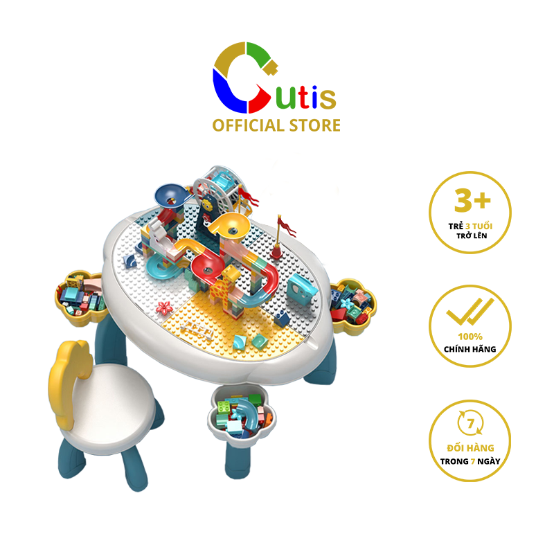Bàn LEGO đa năng CUTIS, bộ bàn ghế lắp ráp cho bé trai và bé gái, đồ chơi giáo dục giúp phát triển trí thông minh cho bé