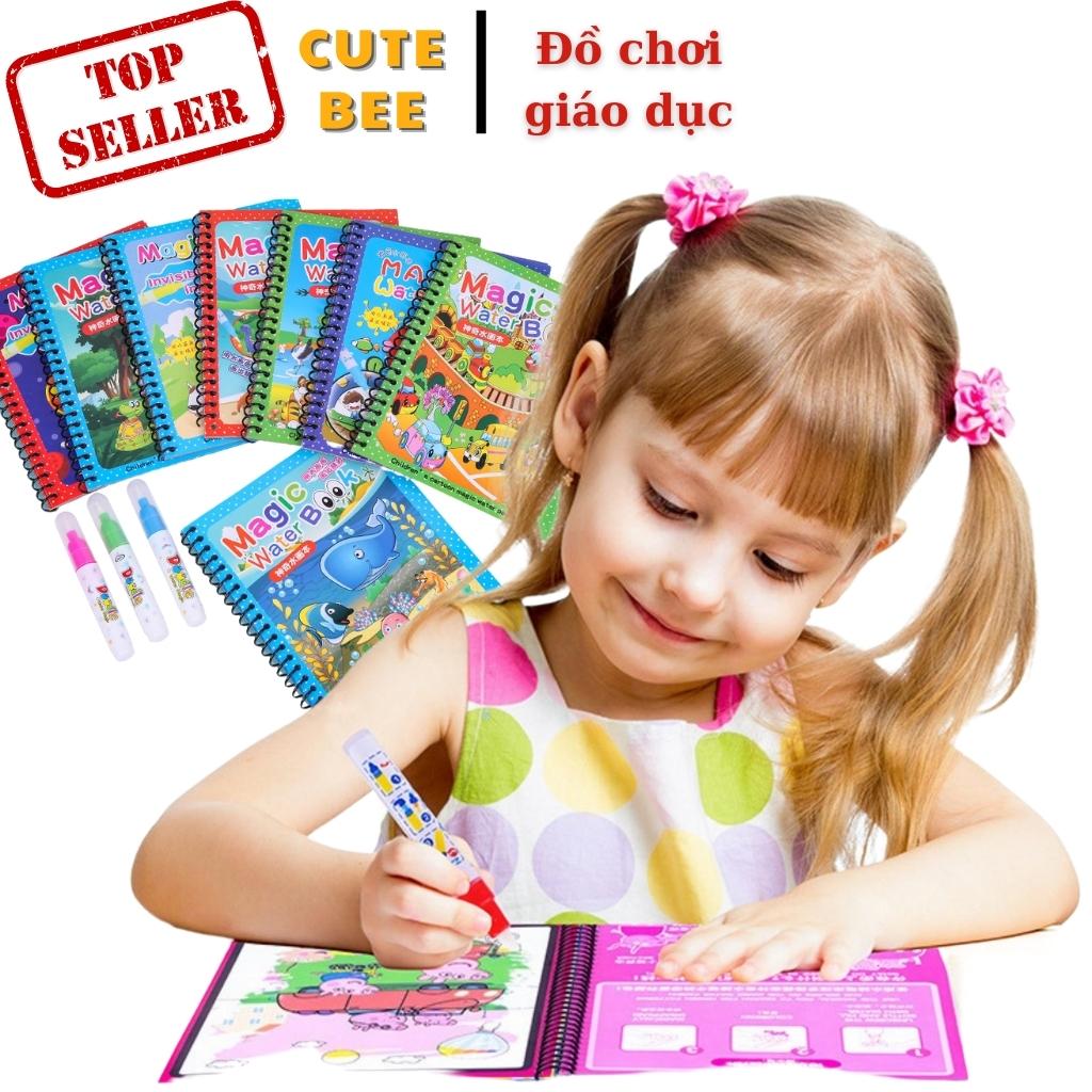 Combo 3 Sách Tô Màu Nước Ma Thuật Cho Bé (Tặng Kèm Bút) -  Magic Water Book cho bé trai và bé gái tái sử dụng nhiều lần [CUTEBEE Kids]