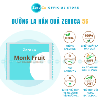 Gói 5gam Đường la hán quả Monk Fruit ZEROCA ăn kiêng tiểu đường - keto das lowcarb