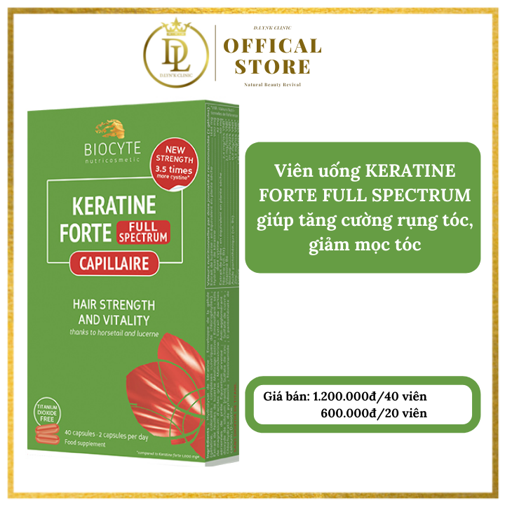 Viên uống giúp tăng cường mọc tóc, giảm rụng tóc Biocyte Keratine Forte Full Spectrum