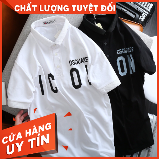 Áo Thun Nam POLO Vải Cá Sấu Cotton Cao Cấp Ngắn Tay Chữ ICON