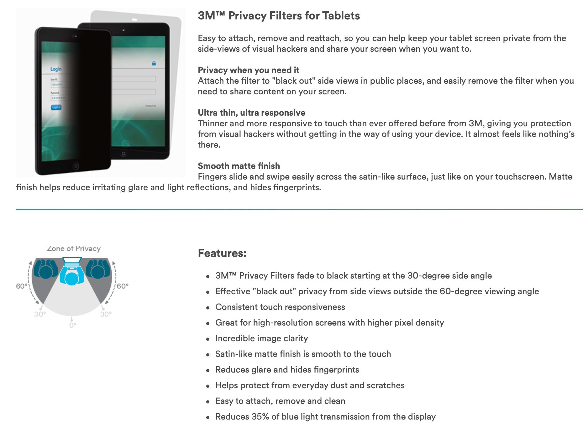 Pro 4 Landscape Black 3m Privacy Filter For Microsoft Surface Pro 3
