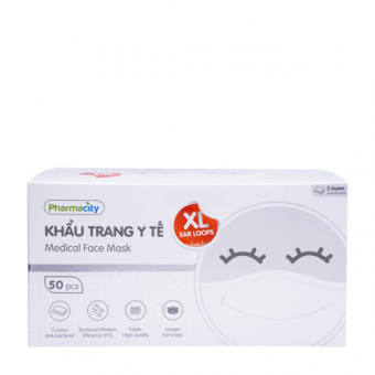 Khẩu trang y tế màu trắng 3 lớp Pharmacity (Hộp 50 cái)