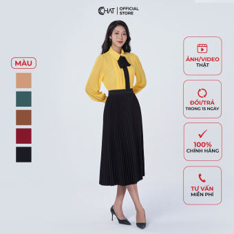 Chân Váy CCHAT Dập Ly Xòe Cạp Trơn Chất Mango Cao Cấp Phong Cách Trẻ Trung 92CDE2003LT