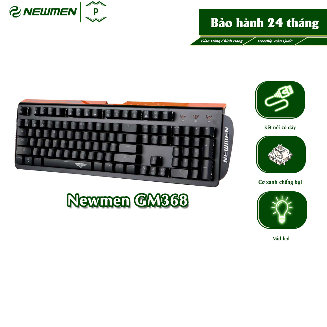Bàn Phím Cơ Gaming Newmen GM368 Hotswap, Khung Nhôm Hợp Kim Vững Chắc, Full Mixled, Chống Bụi, Chống Nước, Siêu Bền - Hàng Chính Hãng, Bảo Hành 24 Tháng Toàn Quốc
