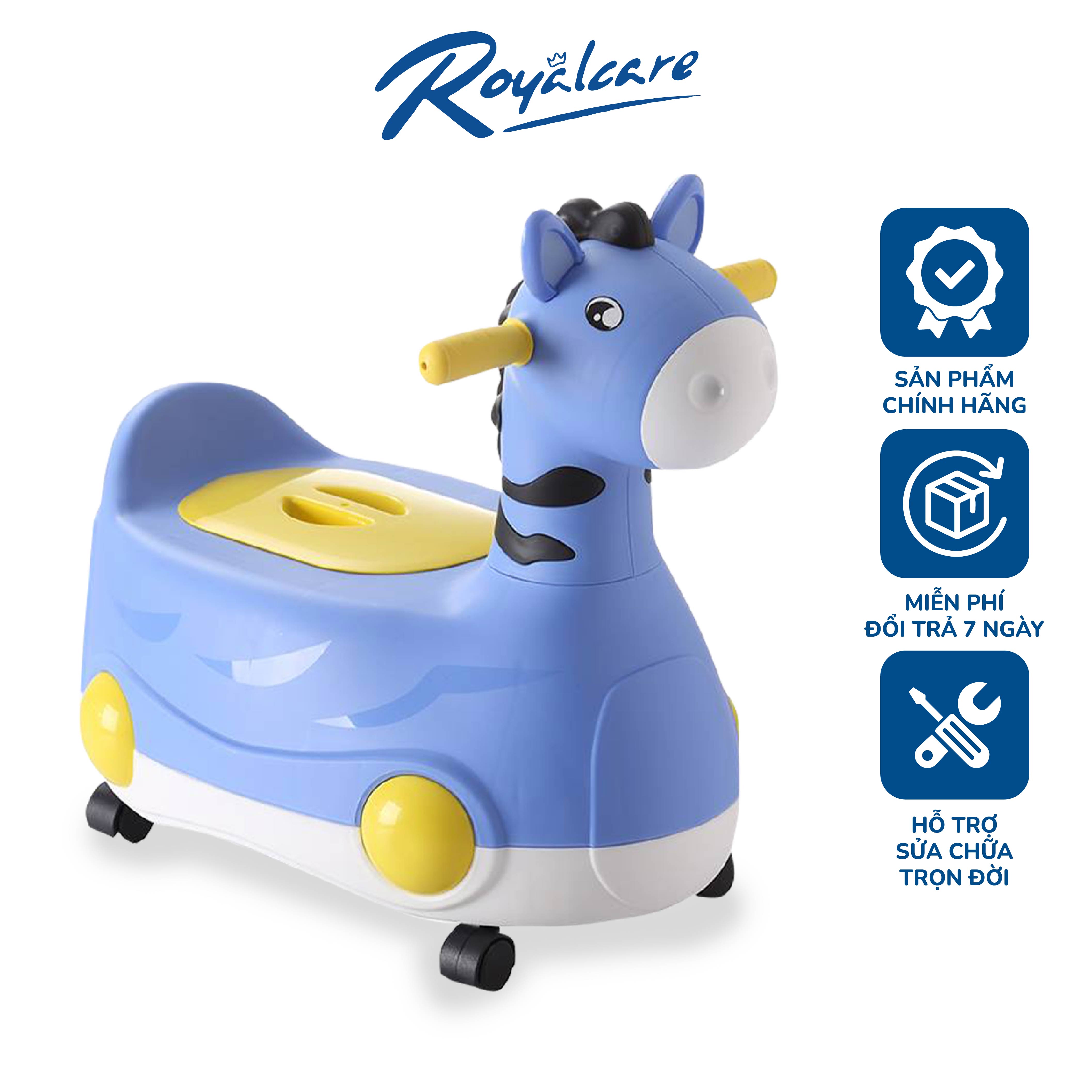Bô vệ sinh cho bé hình thú có bánh xe 2 trong 1 Royalcare 8828, chất liệu bô nhựa an toàn, láng mịn, bảo vệ da bé