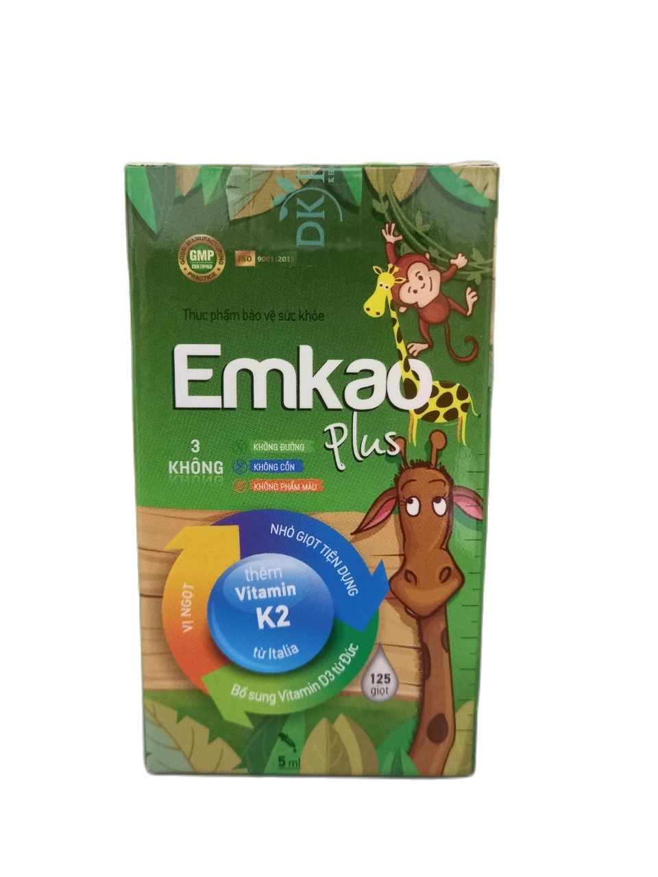 Combo 2 hộp VITAMIN D3+K2 EMKAO PLUS-Giúp bổ sung vitamin D3, tăng cường chuyển hóa hấp thu canxi , phát triển chiều cao , chống còi xương , suy dinh dưỡng ở trẻ - Hàng công ty dược khoa.