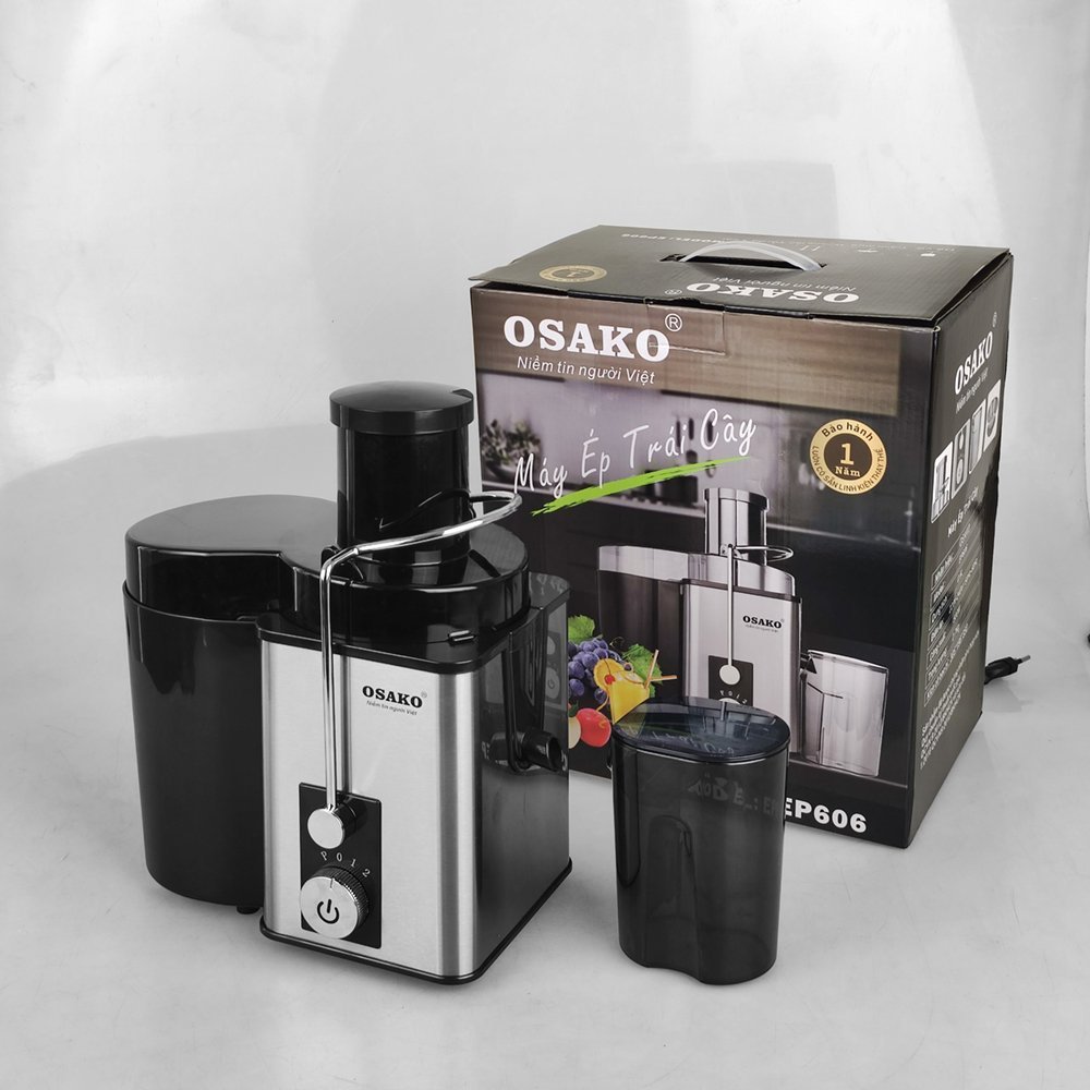 Máy Ép Trái Cây Li Tâm Cao Cấp Osako EP-606, Công Suất Lên Đến 500W Ép Mọi Loại Hoa Quả Nhuyễn Nhanh Bằng Lưỡi Dao Và Lưới Lọc  Inox 304 Không Gỉ Sắt Và Chống Cùn, Bền Bỉ. Sản Phẩm Chính Hãng Bảo Hành 12 Tháng.