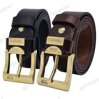 Dây lưng nam da bò | Đầu dây nịt kim levis đồng nguyên chất DHM-342 | Giao mặt ngẫu nhiên | BH 12 tháng