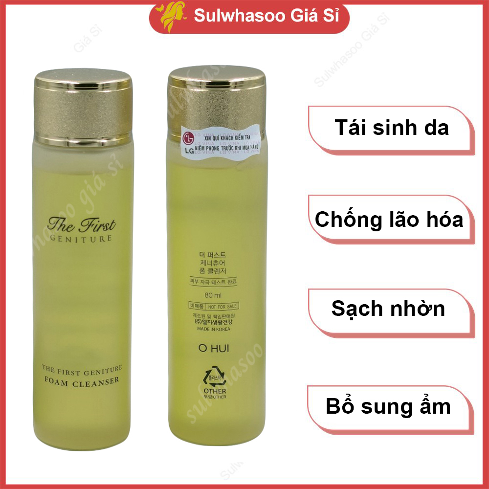 Sữa rửa mặt tái sinh da, sạch bã nhờn, bụi bẩn, làm mềm mượt da, dùng cho mọi loại da Ohui The First Geniture Foam Cleanser 80ml và 50ml sulwhasoogiasi